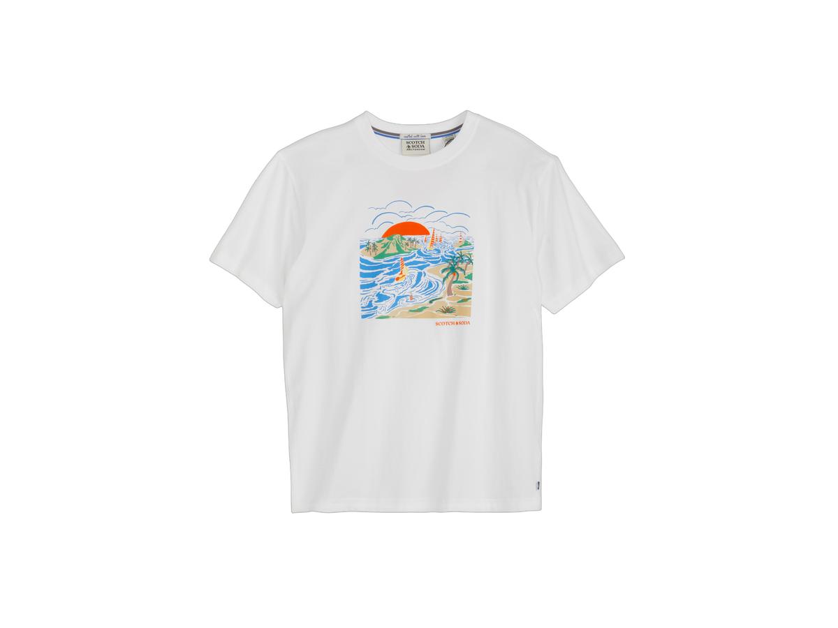 Scotch and Soda T-Shirt mit Aufdruck – Weiß – Größe M