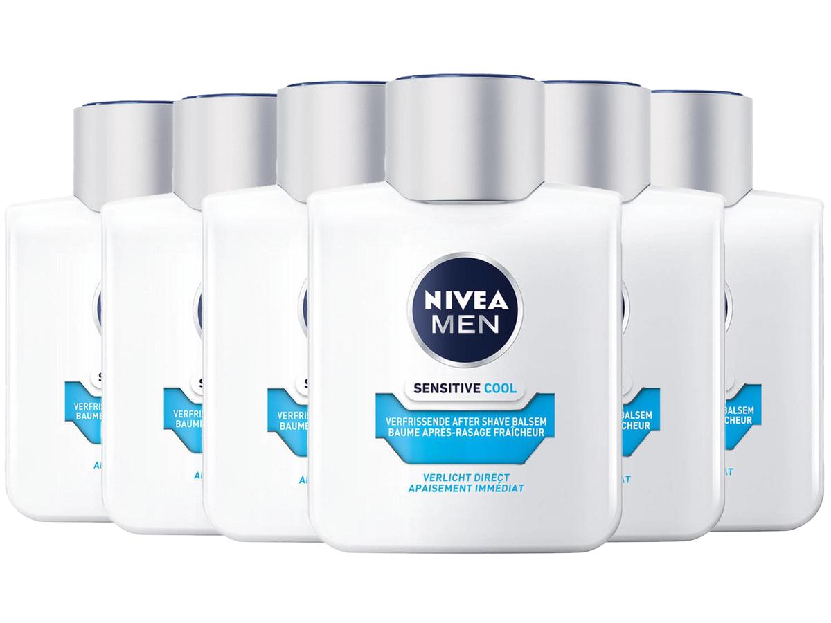 Nivea Men Aftershave-Balsam Sensitive Cool – Pflegend und beruhigend – 6 x 100 ml