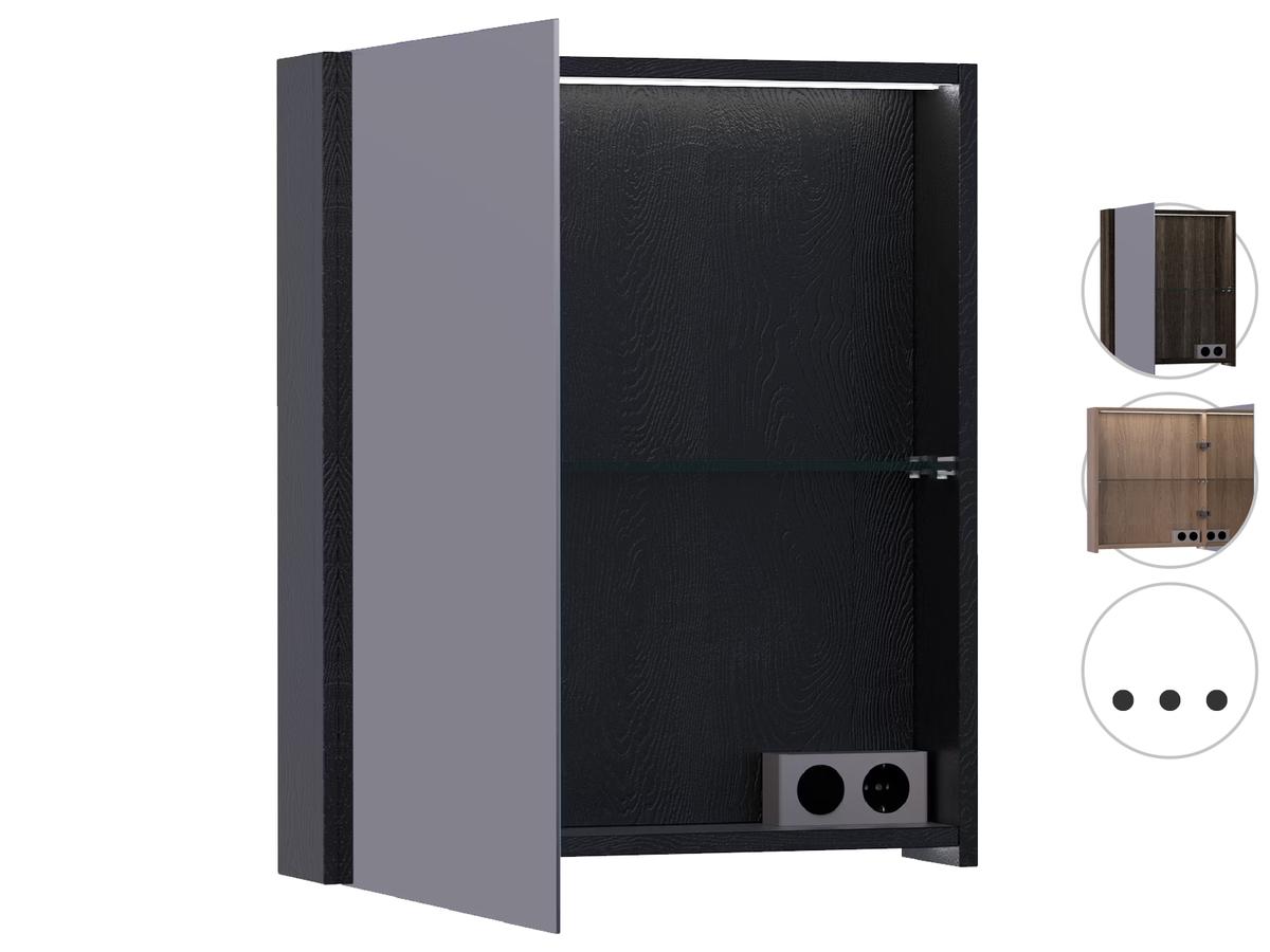 Brauer Dual 60 Schwarzer Holzspiegelschrank - 60 cm - Linkshänder