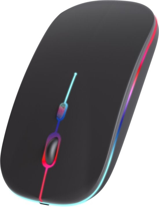 Nuvance - Kabellose Led-Bluetooth-Maus - 3 Dpi-Modi und 7 RGB-Farben - mit geräuschlosen Tasten und wiederaufladbarem Akku - für Laptop und Spiele - schwarzer Kunststoff