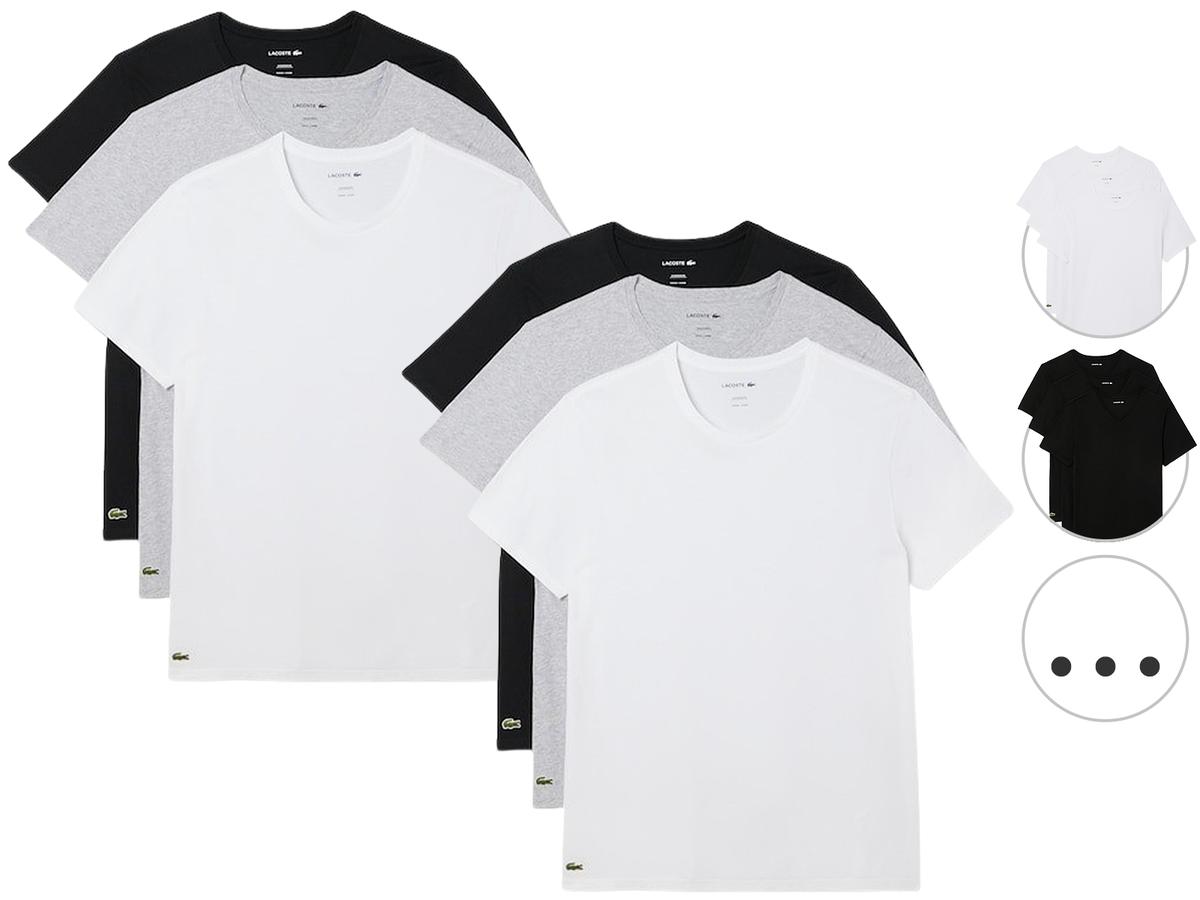 Lacoste Basic T-Shirt – 3er-Pack – Größe XXL – Weiß/Silber-Chine-Schwarz