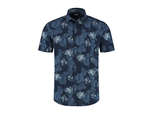 Boston Brothers AOP Piqué-Hemd – Marineblau – Größe M