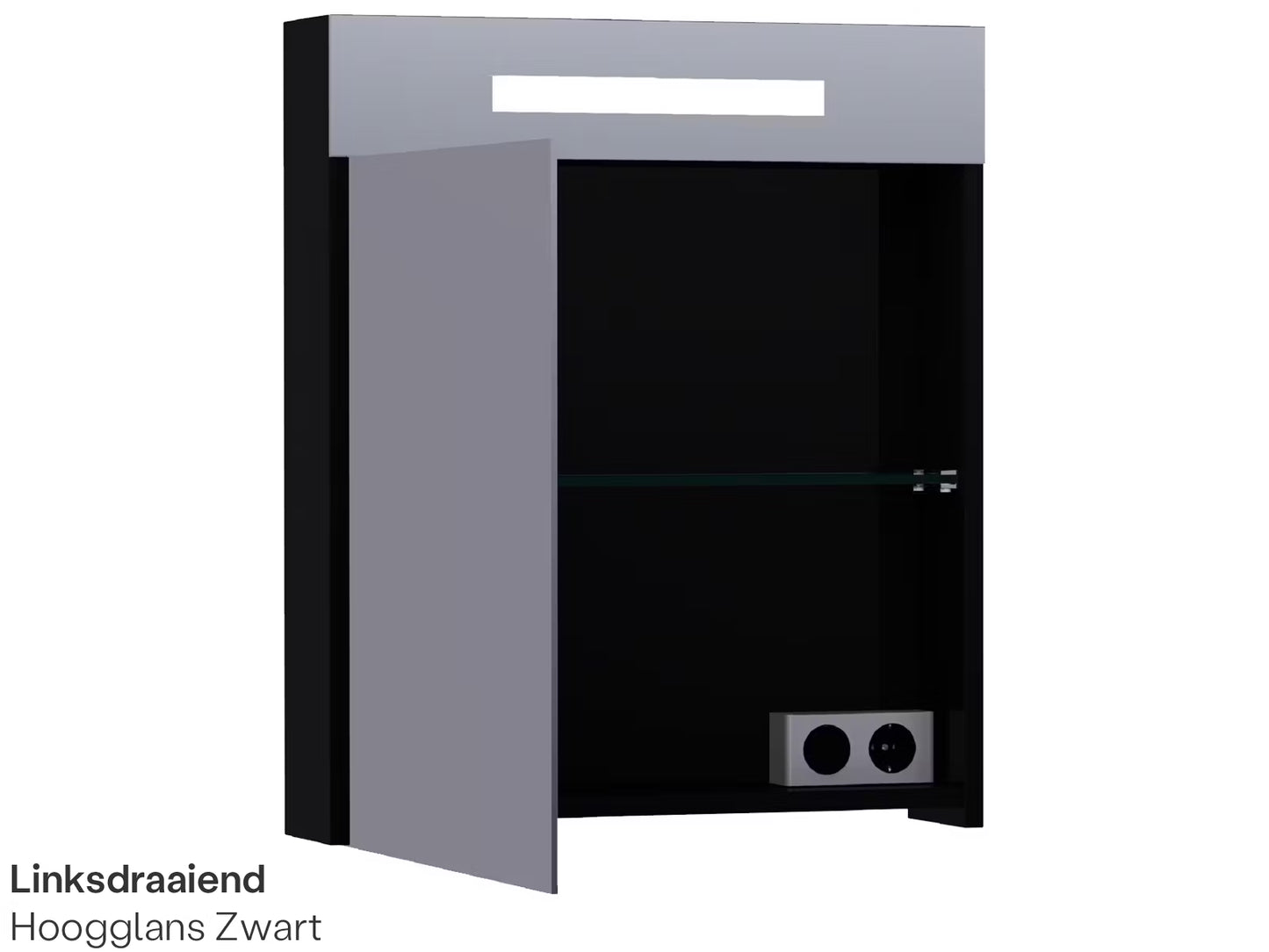 Brauer Double Face 60 Spiegelschrank - Schwarz Hochglanz - 60 cm - Linkshänder