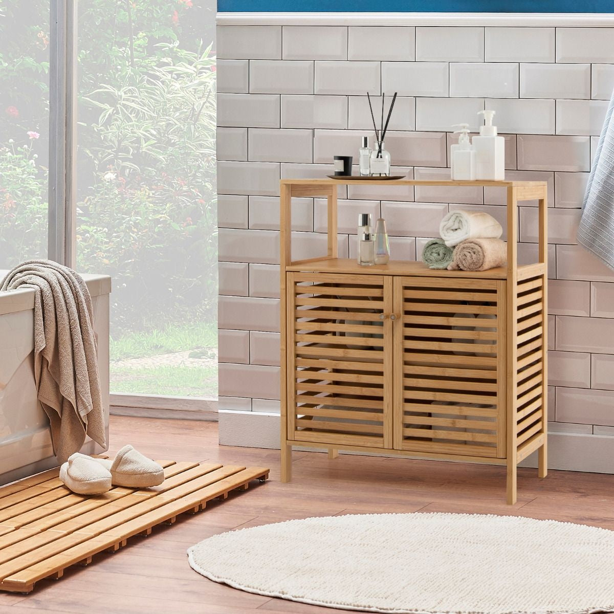 Coast Badezimmerschrank mit 2 Türen - Bambus - 64 x 28 x 80 cm - Braun