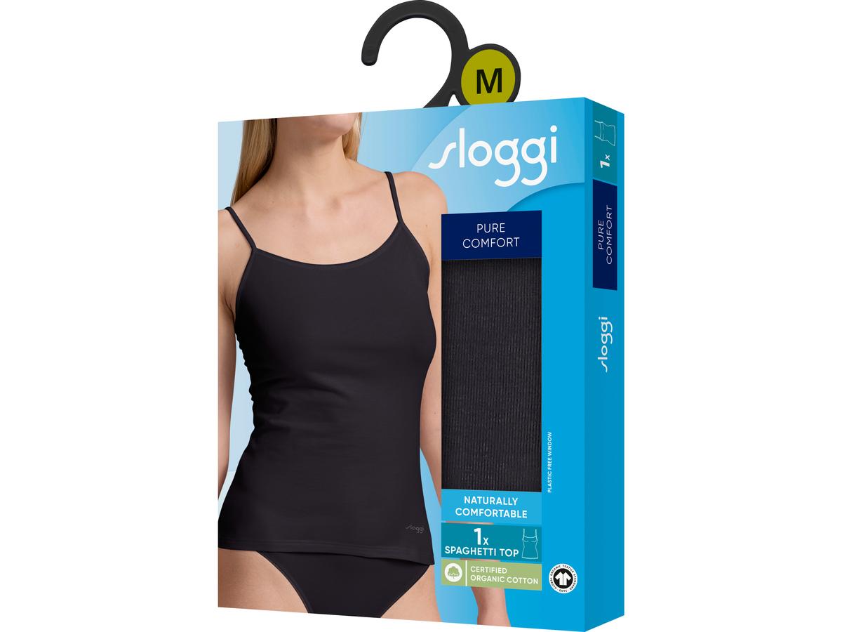 Sloggi Pure Comfort H Spaghetti-Top – Schwarz – Größe XS