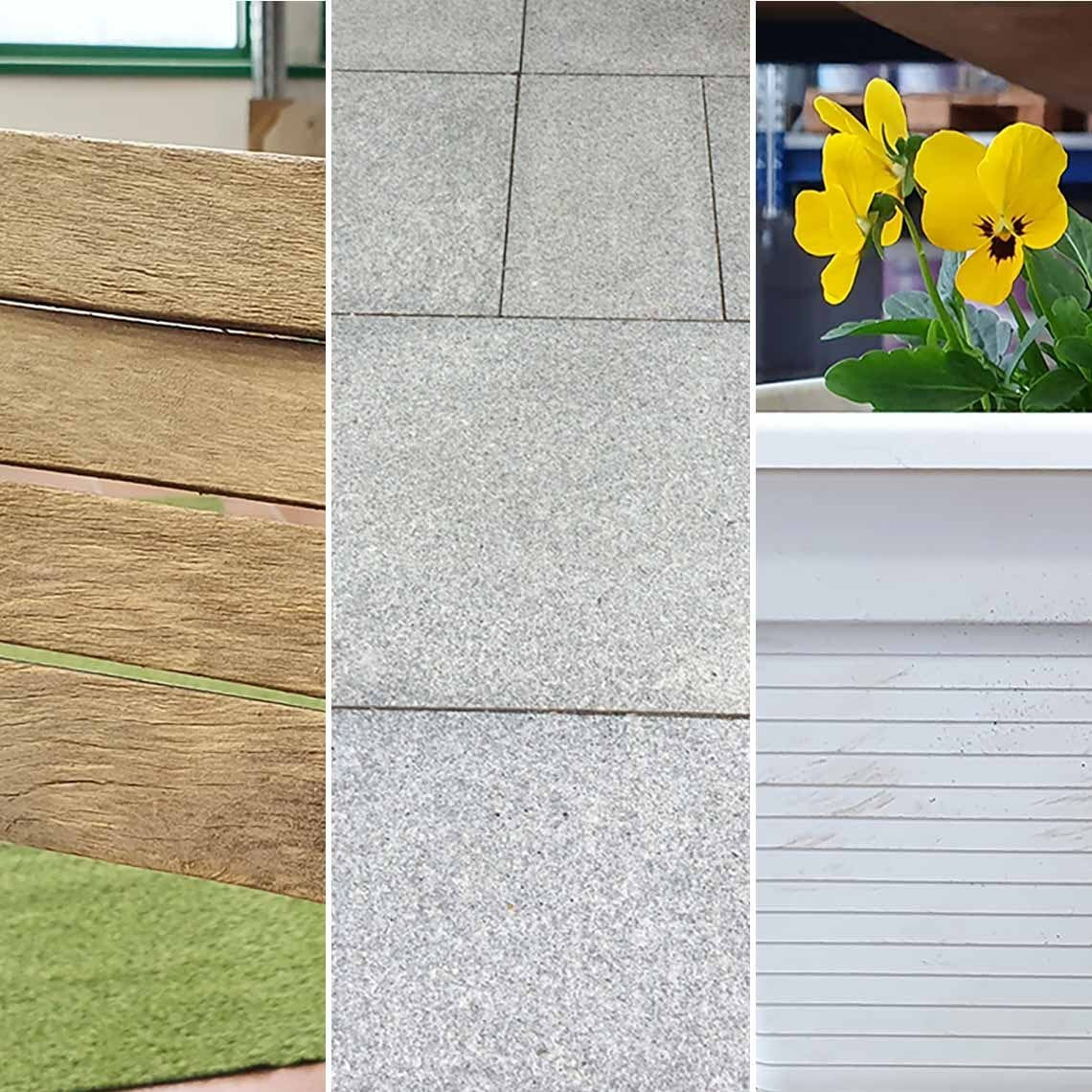 Freshmo Auffrischer 750 ml – inklusive Bürste – für Holz, Stein und Kunststoff – entfernt grauen Belag