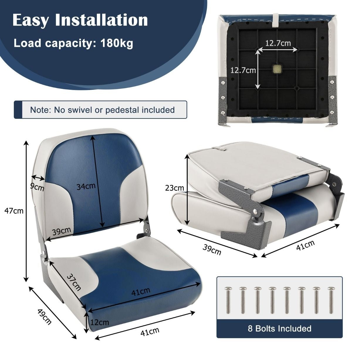 Coast 2er Set faltbare Bootsstühle mit niedriger Rückenlehne - Blau