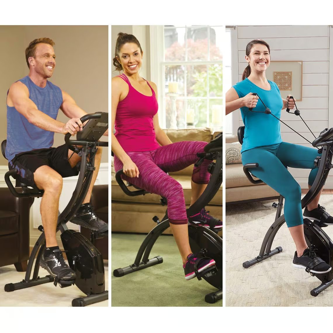 Slim Cycle 3-in-1-Heimtrainer – inklusive Widerstandsbänder – ergonomischer XL-Sattel – 8 Widerstandsstufen