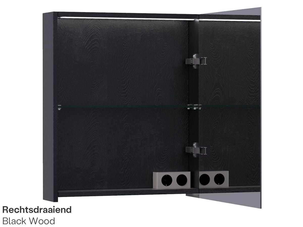 Brauer Dual 60 Schwarzer Holzspiegelschrank - 60 cm - Linkshänder
