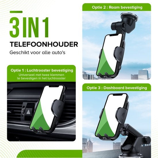 iSetchi Telefonhalterung - Auto - Extra starker Saugnapf - 3-in-1