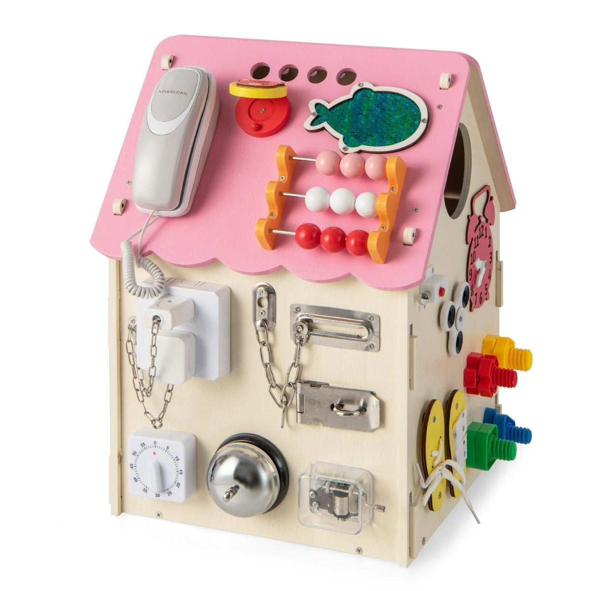 Coast Educational Toy House mit sensorischen Spielen Sensorik Spielzeug Montessori - Rosa