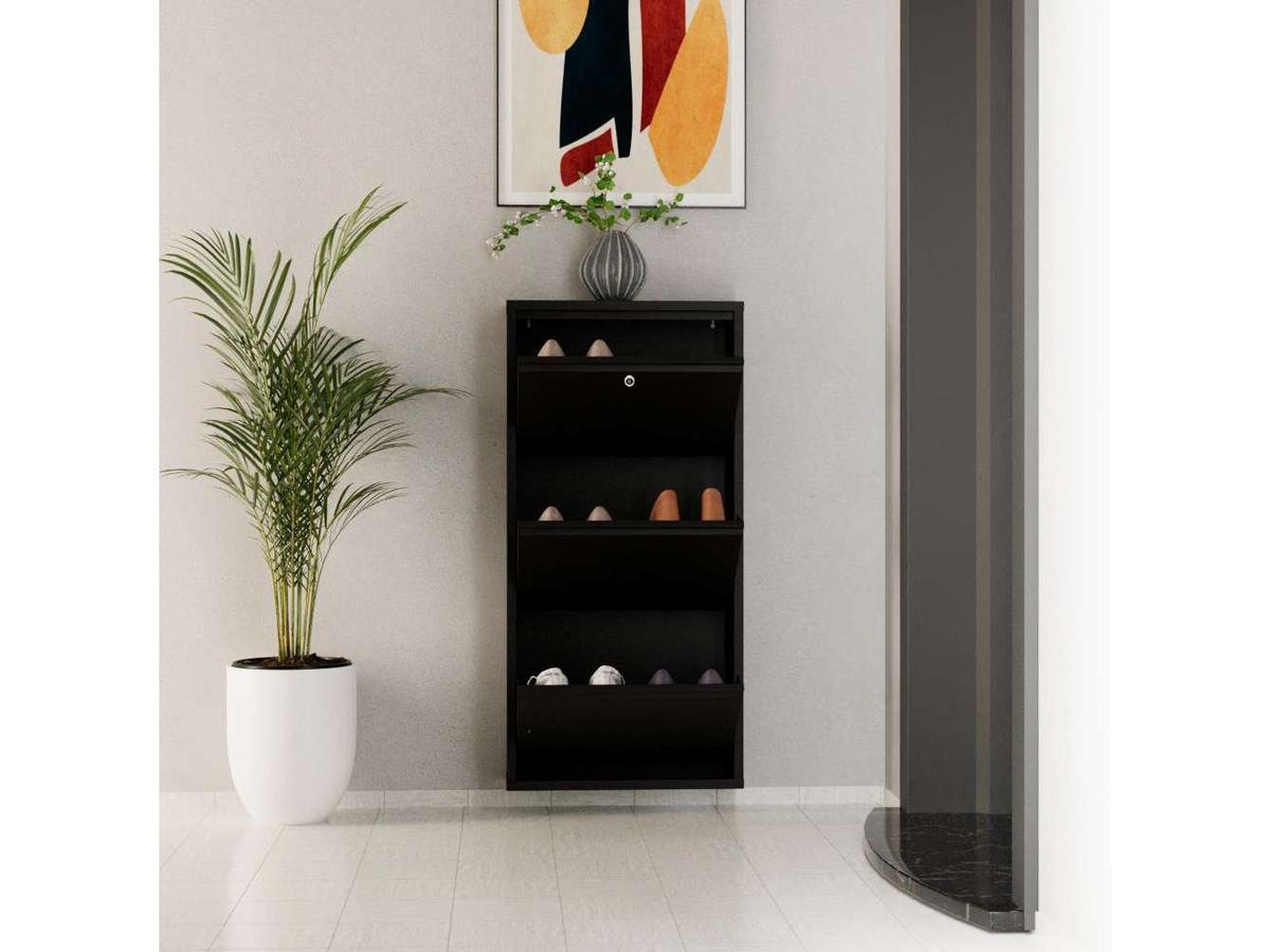 Kalune Schuhschrank aus Metall – 3 Fächer – 50 x 103 cm – Schwarz