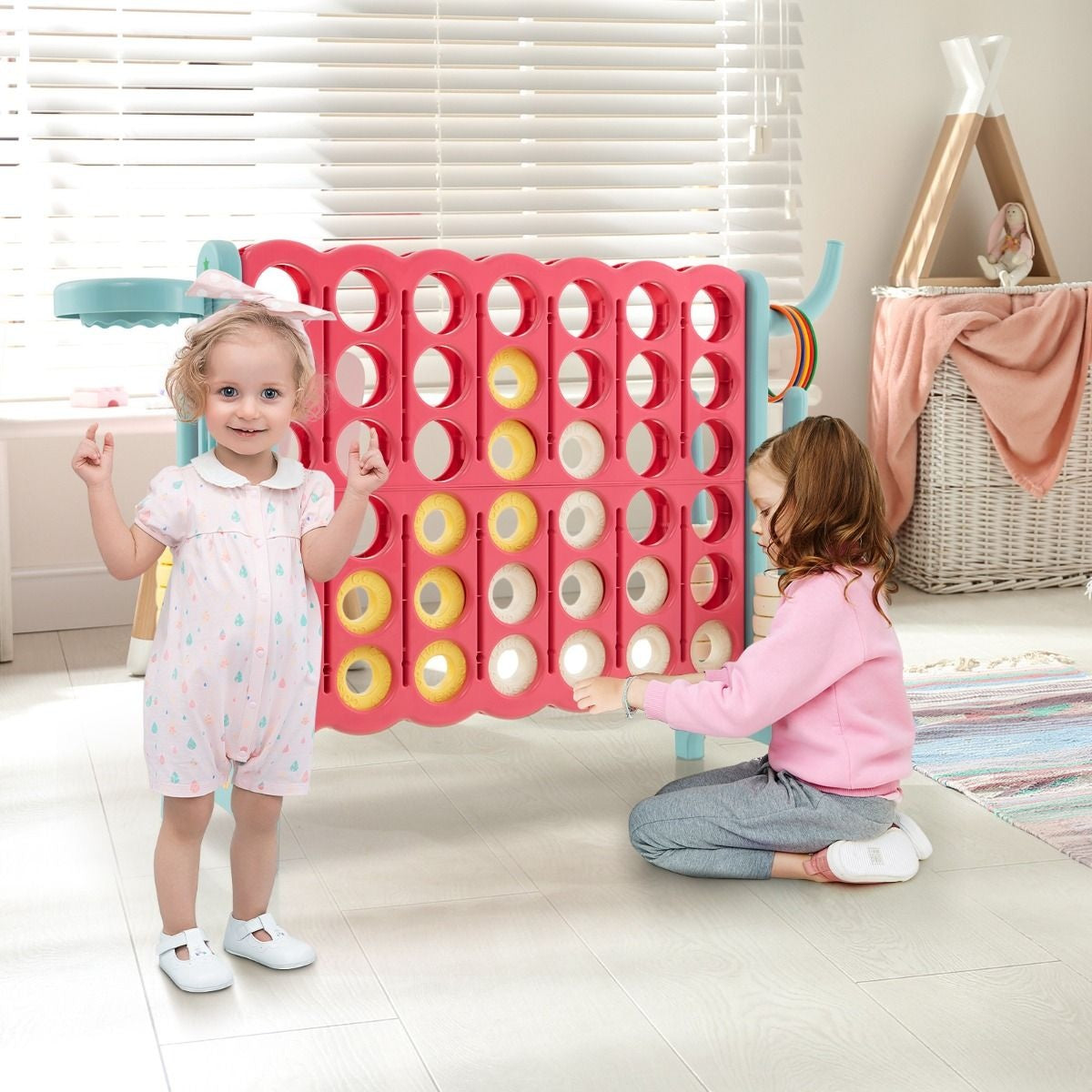 Coast Four In A Row Spielset - inkl. 42 Jumbo Ringe und Schieber - 120 x 33 x 78,5 cm
