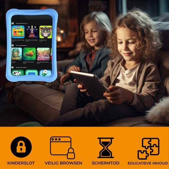 Denver Tablet für Kinder - Android 13 - Kindersicherung - 4GB RAM - 64GB interner Speicher - 8 Zoll - . Blau und Rosa Tablet-Tasche - TIO80105K