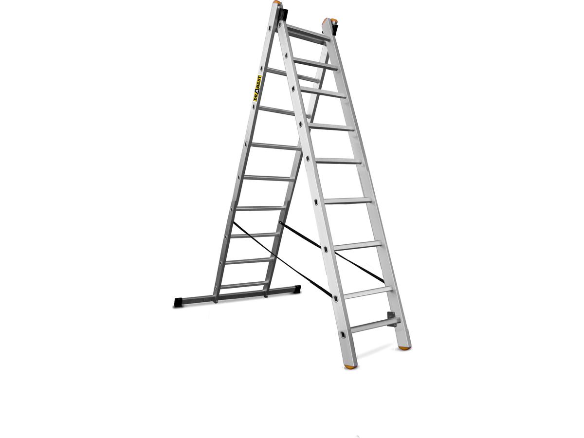 Drabest Kombi-Leiter - 2x 9 Stufen - Aluminium - 2,70 m