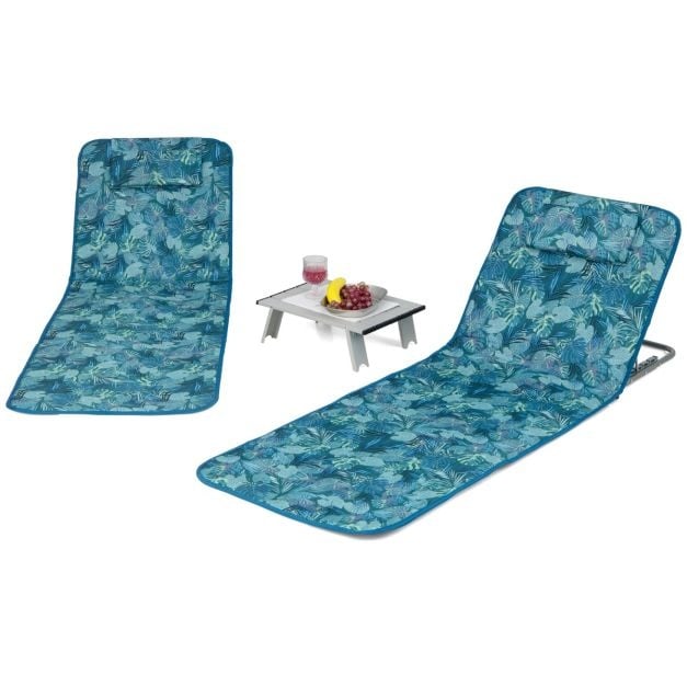 Strandmatten und Beistelltisch Coast - 3er-Set - türkisblau - faltbar