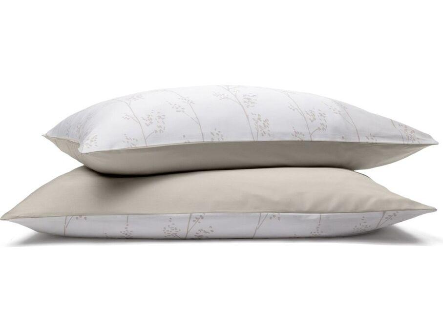Emma Kissenbezug aus Satin – Wendbares Design – Größe 50 x 70 – Beige mit Blumen- und Baummotiv
