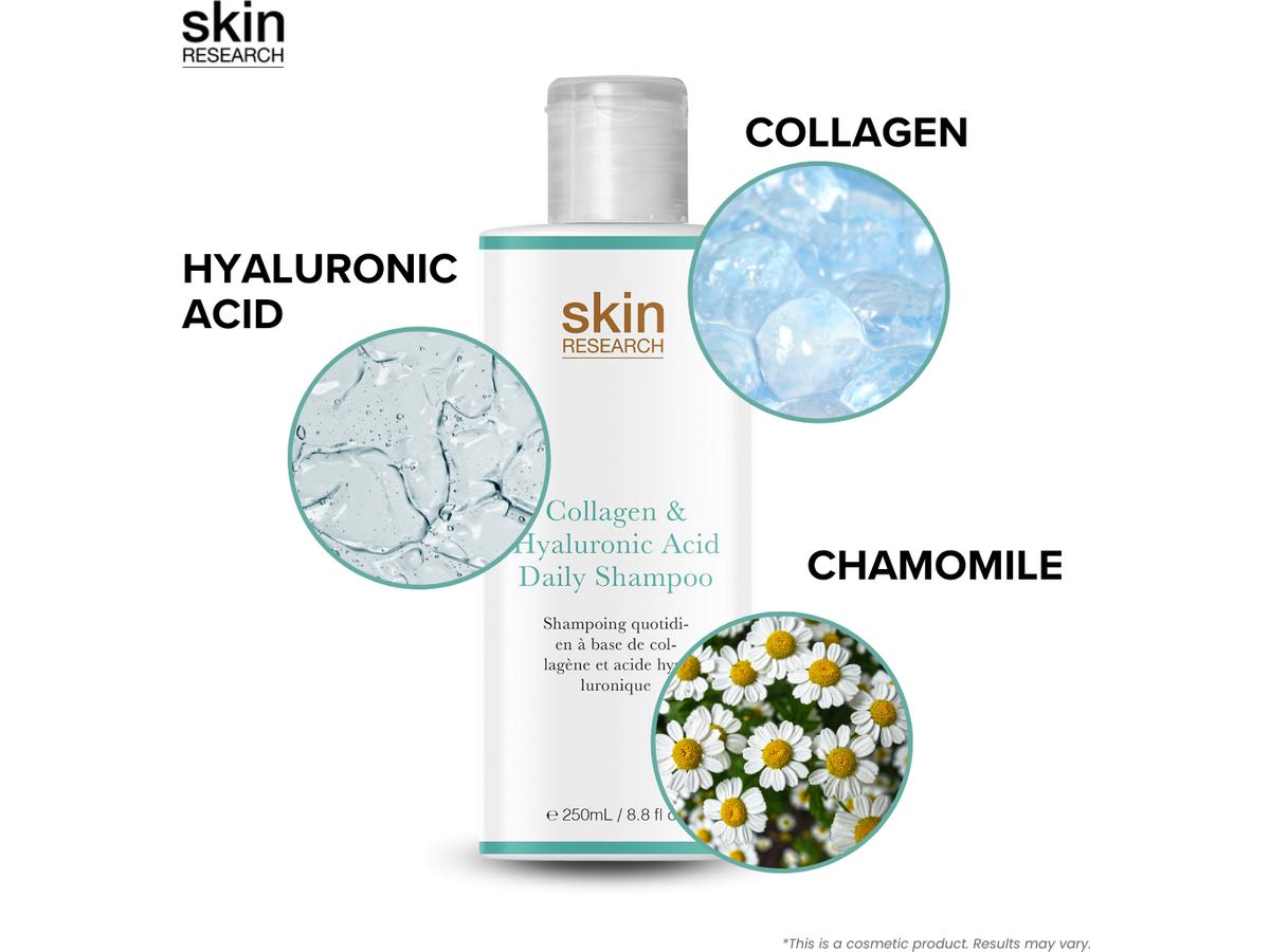 Skin Research Daily Shampoo – Kollagen und Hyaluronsäure – 250 ml – Transparent