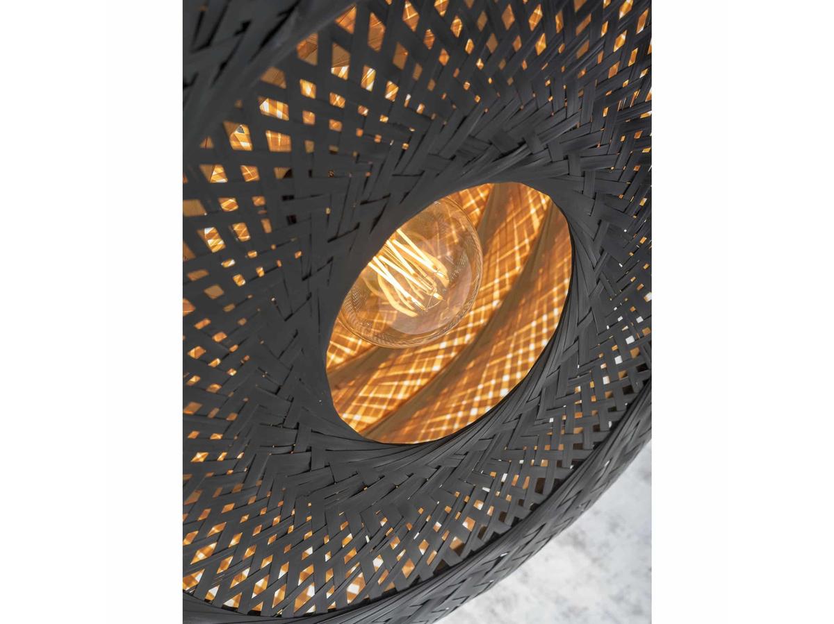 Good&Mojo Palawan Hängeleuchte – Bambus und Schwarz – Ø 60 cm x 15 cm