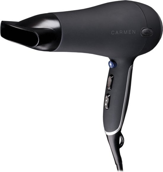 Carmen HD2195 - Haartrockner - 2000 Watt - Coolshot - 2,5 Meter Kabel - Gebläsedüse und Diffusor - Schwarz