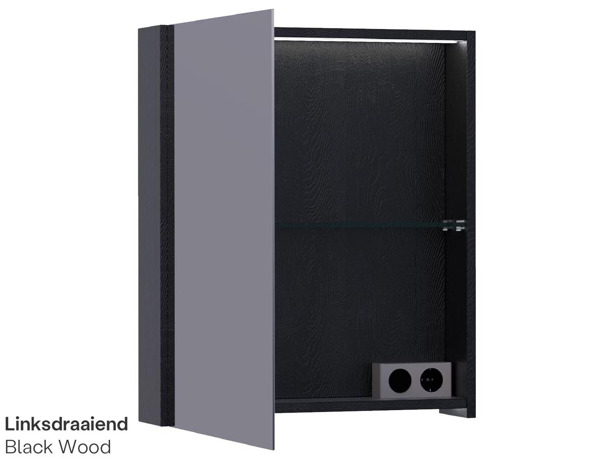 Brauer Dual 60 Schwarzer Holzspiegelschrank - 60 cm - Linkshänder