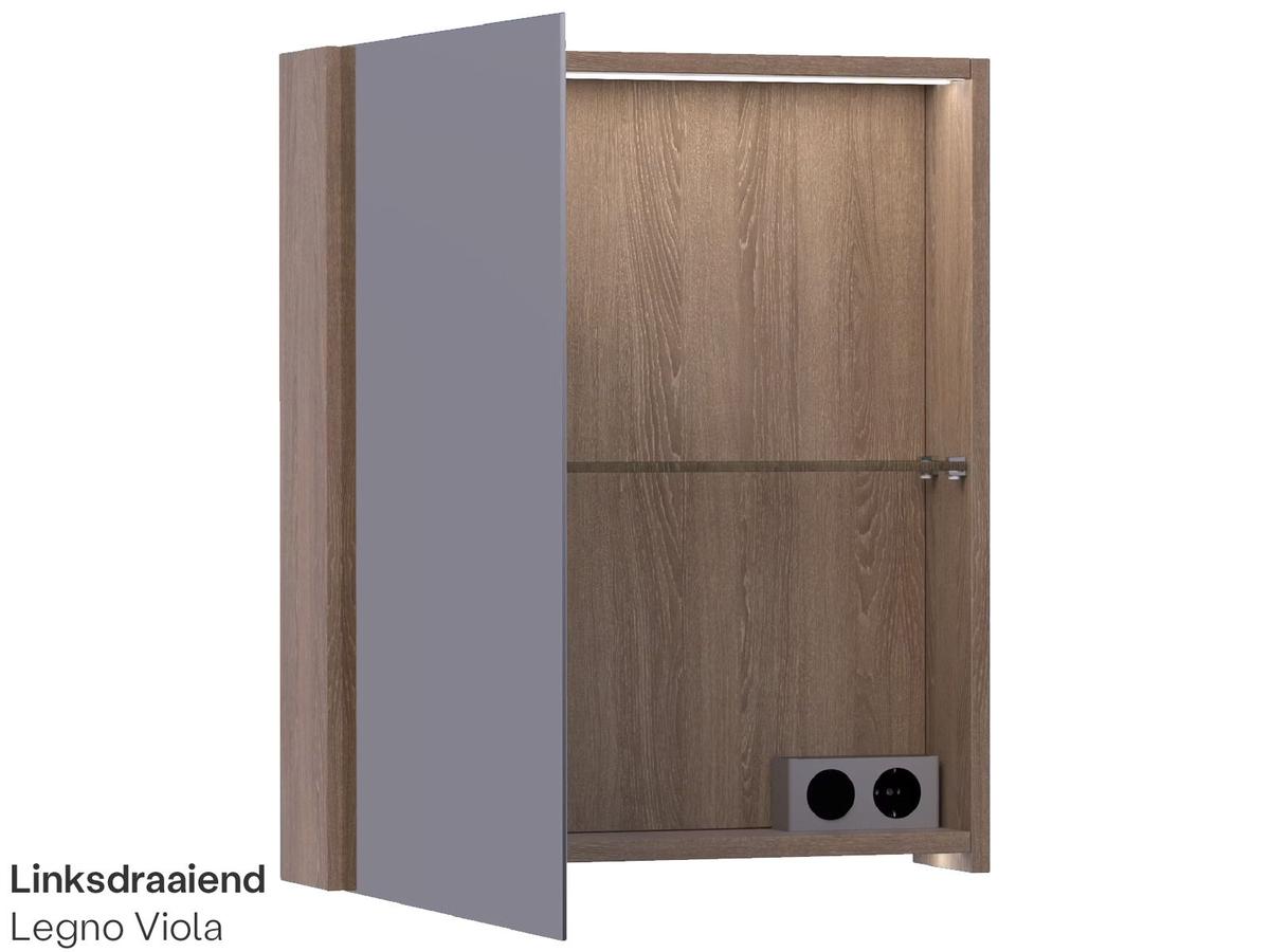 Brauer Dual 60 Schwarzer Holzspiegelschrank - 60 cm - Linkshänder