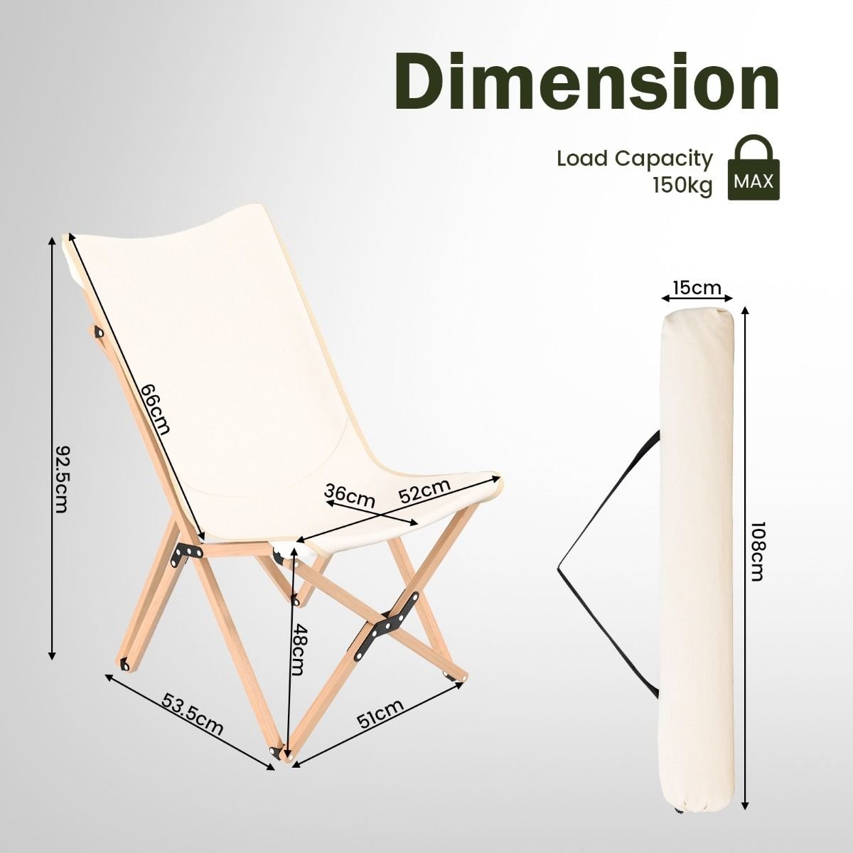 Coast Camping Stühle - 2er Set - Beige - 51x72.5x92.5cm