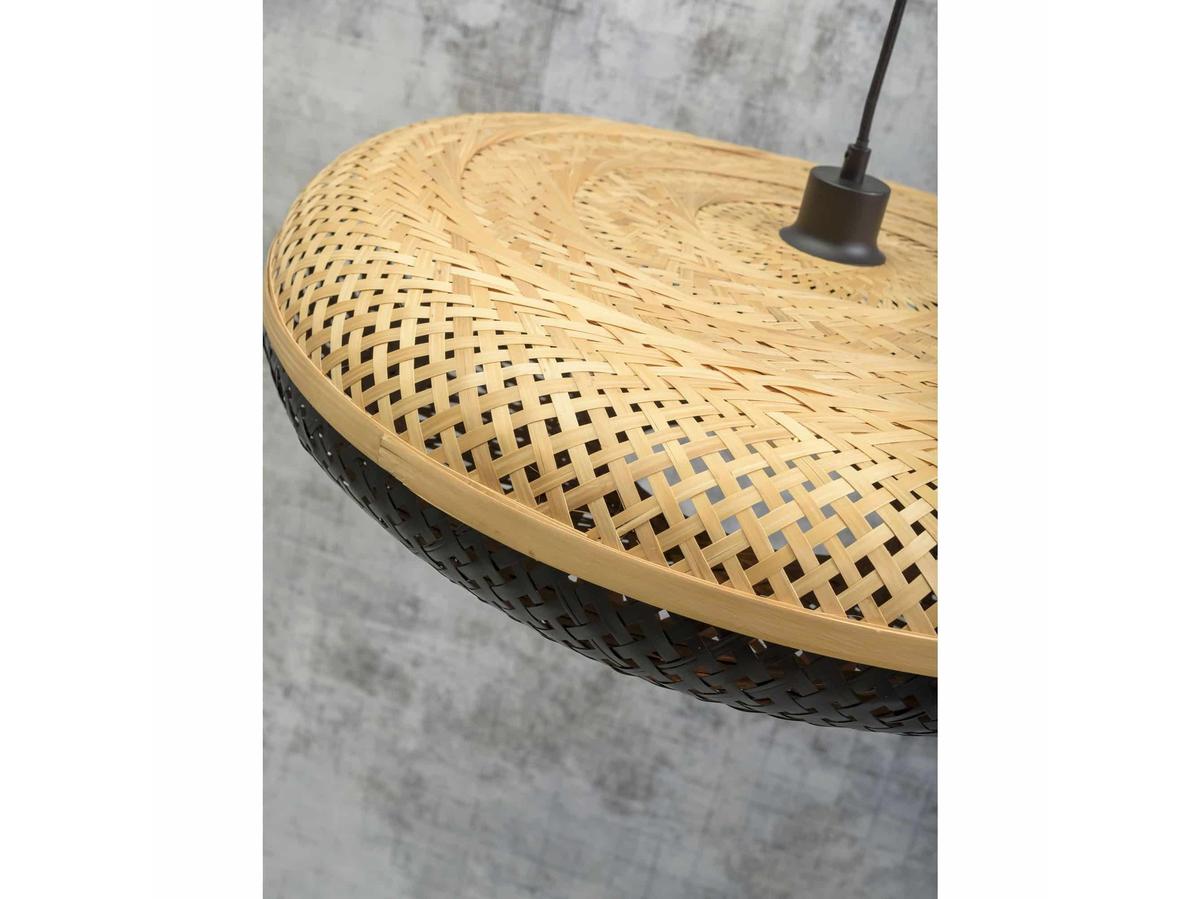 Good&Mojo Palawan Hängeleuchte – Bambus und Schwarz – Ø 60 cm x 15 cm