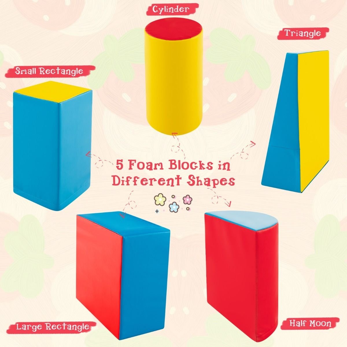 Coast 5-tlg. Schaumstoff-Bauklötze-Set - Montessori - Bauklötze für Kinder - farbenfroh