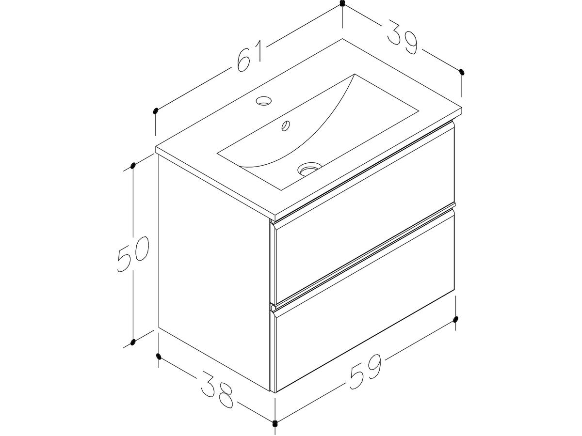 Kame Luara Badezimmer Waschbecken - 61x39cm - Weiß