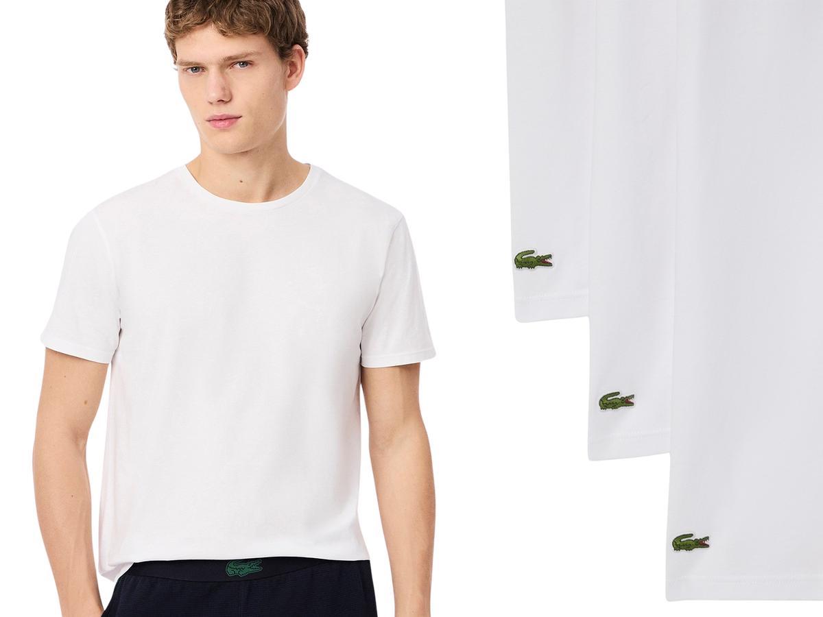 Lacoste Basic T-Shirt – 3er-Pack – Größe XXL – Weiß/Silber-Chine-Schwarz
