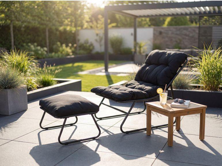 Lifa Garden Liegestuhl mit Fußhocker – Komfortables Design – Sitzecke für den Außenbereich