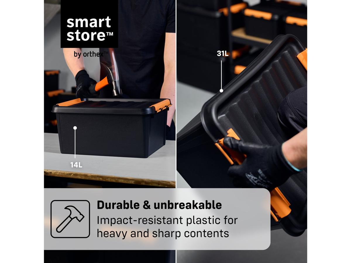Orthex SmartStore Pro 15 Aufbewahrungsbox – stapelbar – 14 Liter – schwarz