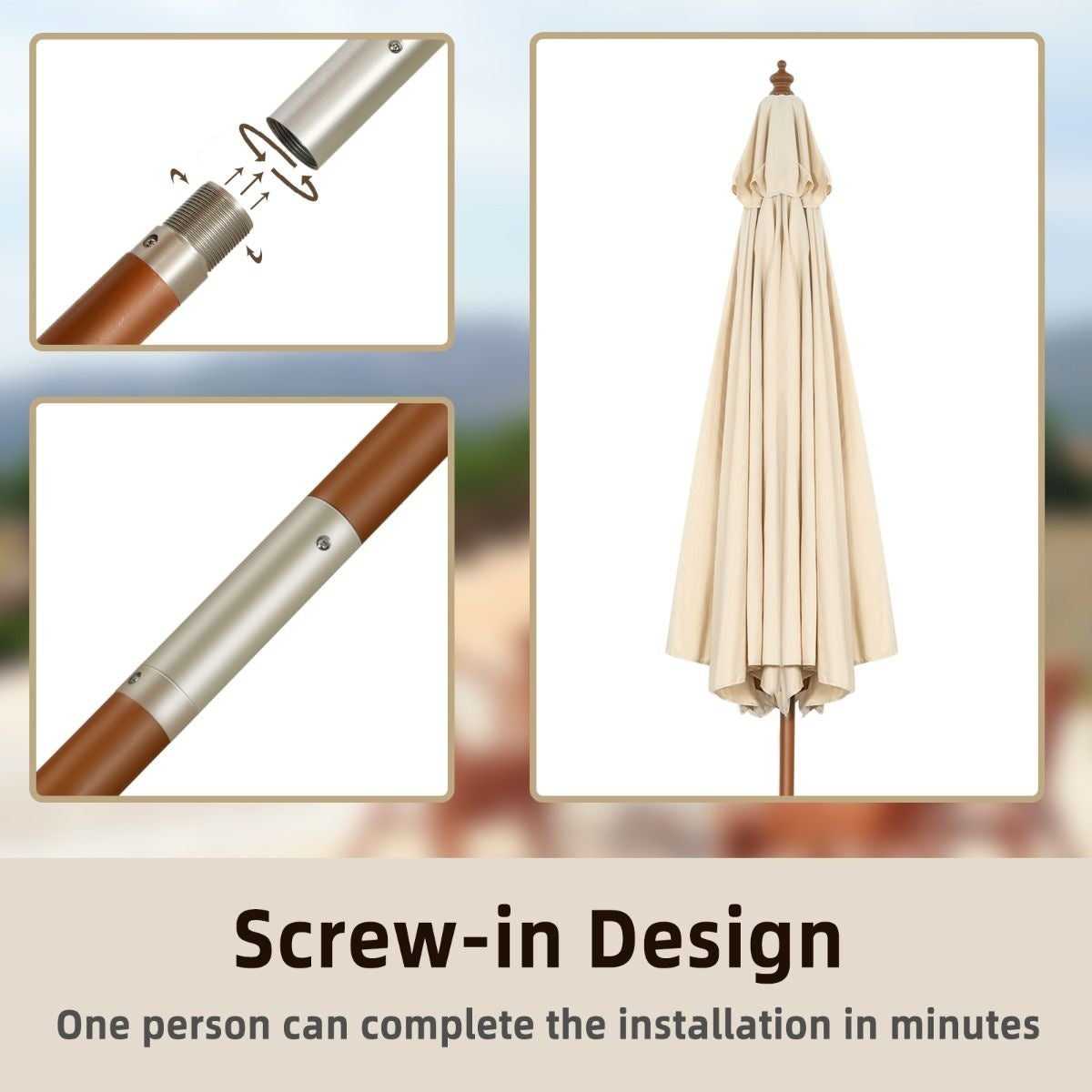 Coast Sonnenschirm mit 8 Ballen kippbar - Beige - 270 cm