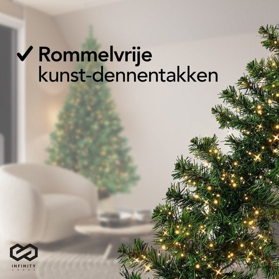 Infinity Goods Girlande mit Lichtern - Weihnachtsschmuck - 500CM - Weihnachtsgirlande - Weihnachtsschmuck - 100 LED - Grün