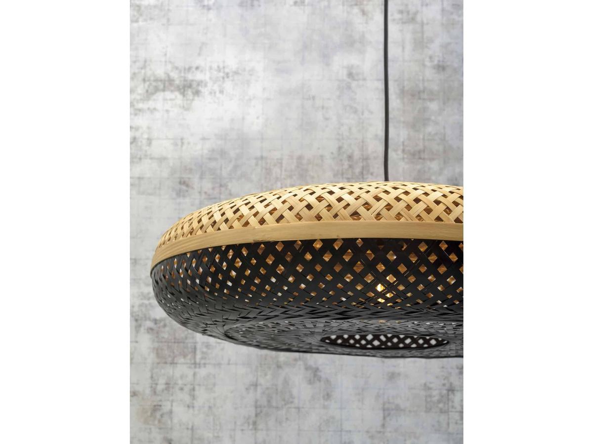 Good&Mojo Palawan Hängeleuchte – Bambus und Schwarz – Ø 60 cm x 15 cm