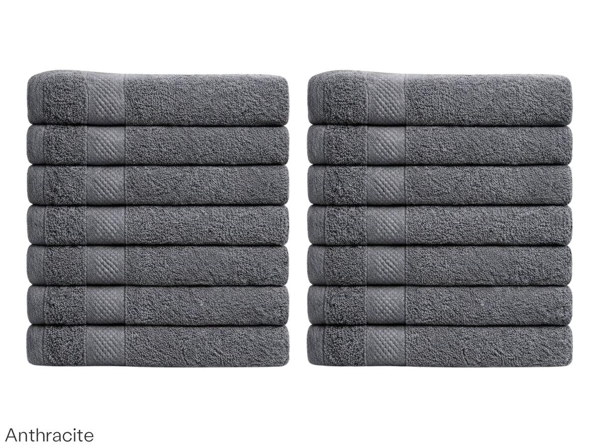 Lotus Handtuch 14x - 50 x 100 cm - Anthrazit - Set von 7x 2 Stück 500gr
