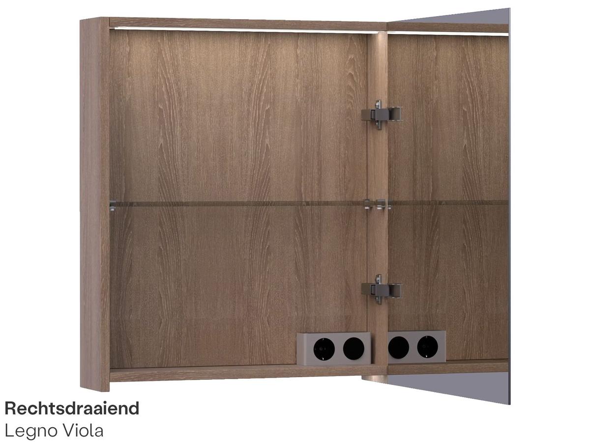 Brauer Dual 60 Schwarzer Holzspiegelschrank - 60 cm - Linkshänder
