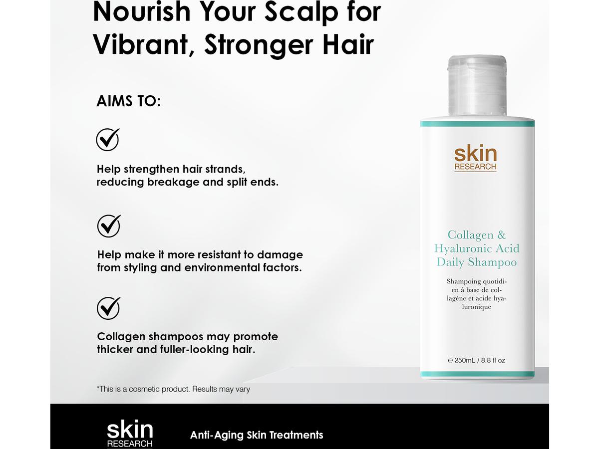 Skin Research Daily Shampoo – Kollagen und Hyaluronsäure – 250 ml – Transparent