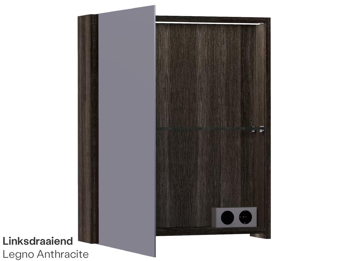 Brauer Dual 60 Schwarzer Holzspiegelschrank - 60 cm - Linkshänder