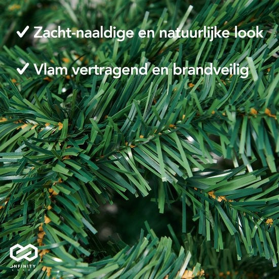 Infinity Goods Künstlicher Weihnachtsbaum mit LED-Lichtern - 210 cm - Realistischer Weihnachtsbaum aus Kunststoff - Metallständer - Grün