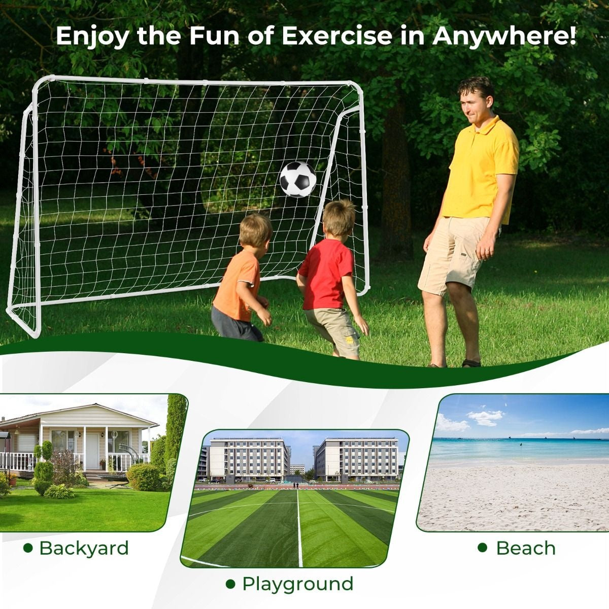 Coast Fußballtor - mit 6 Erdnägeln - wetterfest - 215 x 152 cm - Weiß
