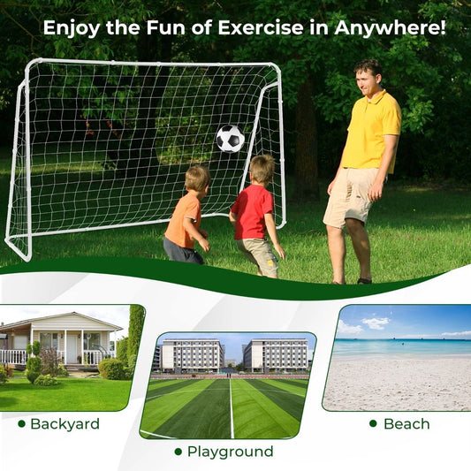 Coast Fußballtor - mit 6 Erdnägeln - wetterfest - 215 x 152 cm - Weiß
