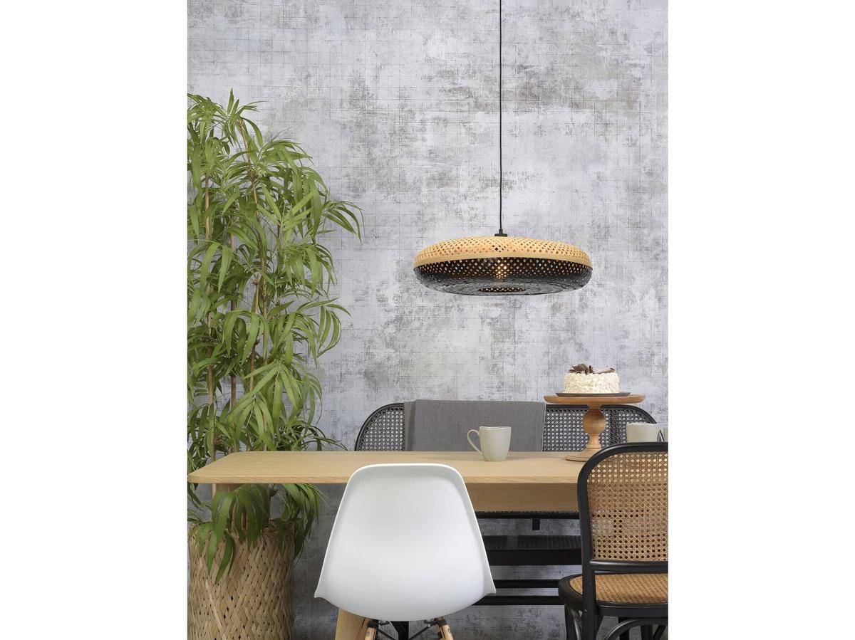 Good&Mojo Palawan Hängeleuchte – Bambus und Schwarz – Ø 60 cm x 15 cm