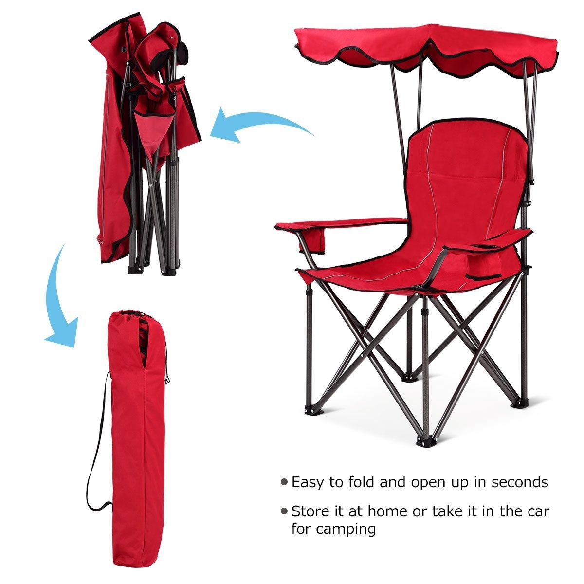 Coast Fishing Chair - Campingstuhl - mit Getränkehalter - faltbar - rot