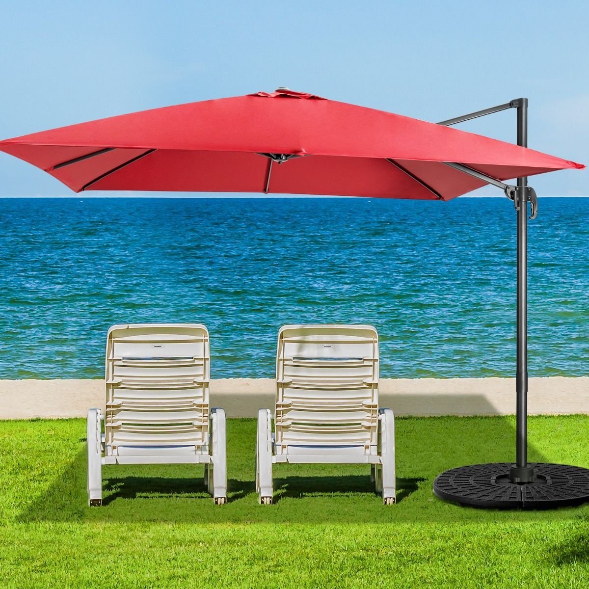 Coast Schwimmender Sonnenschirm - Kippbar - 300 x 300 x 273 cm - Weinrot