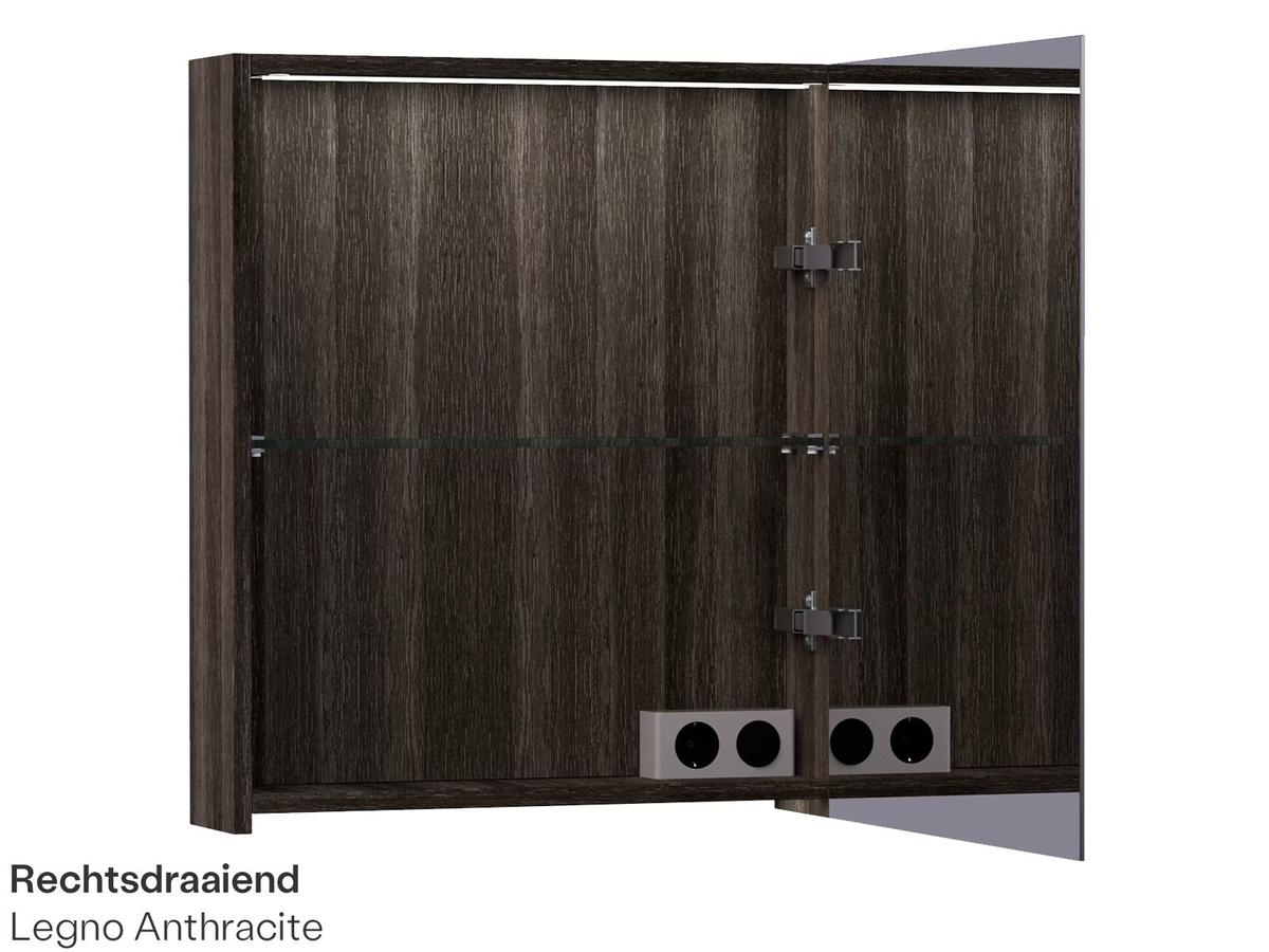 Brauer Dual 60 Schwarzer Holzspiegelschrank - 60 cm - Linkshänder