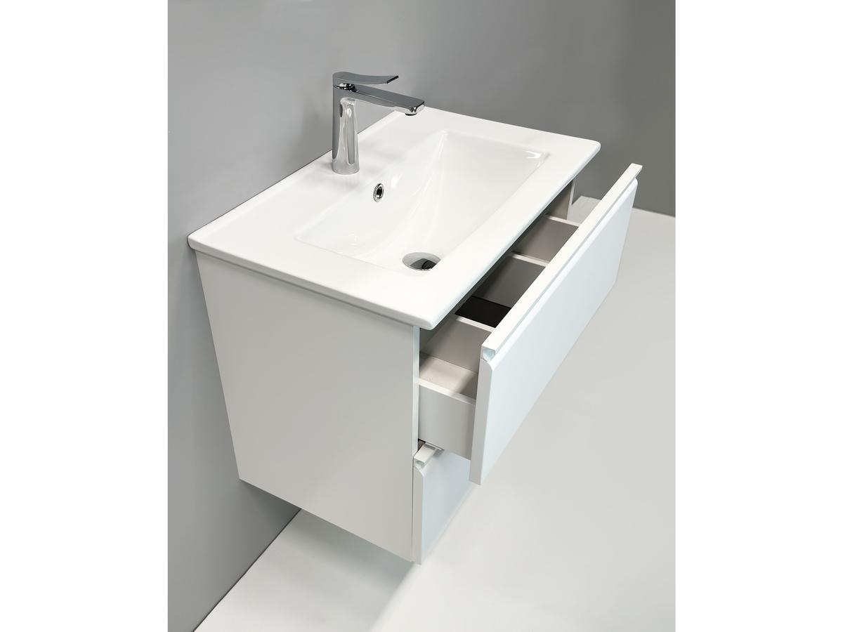 Kame Match Badmöbel Set mit Spiegel - Matt Weiß - 80x81 cm