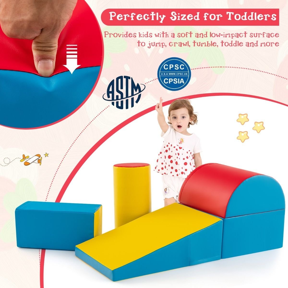 Coast 5-tlg. Schaumstoff-Bauklötze-Set - Montessori - Bauklötze für Kinder - farbenfroh
