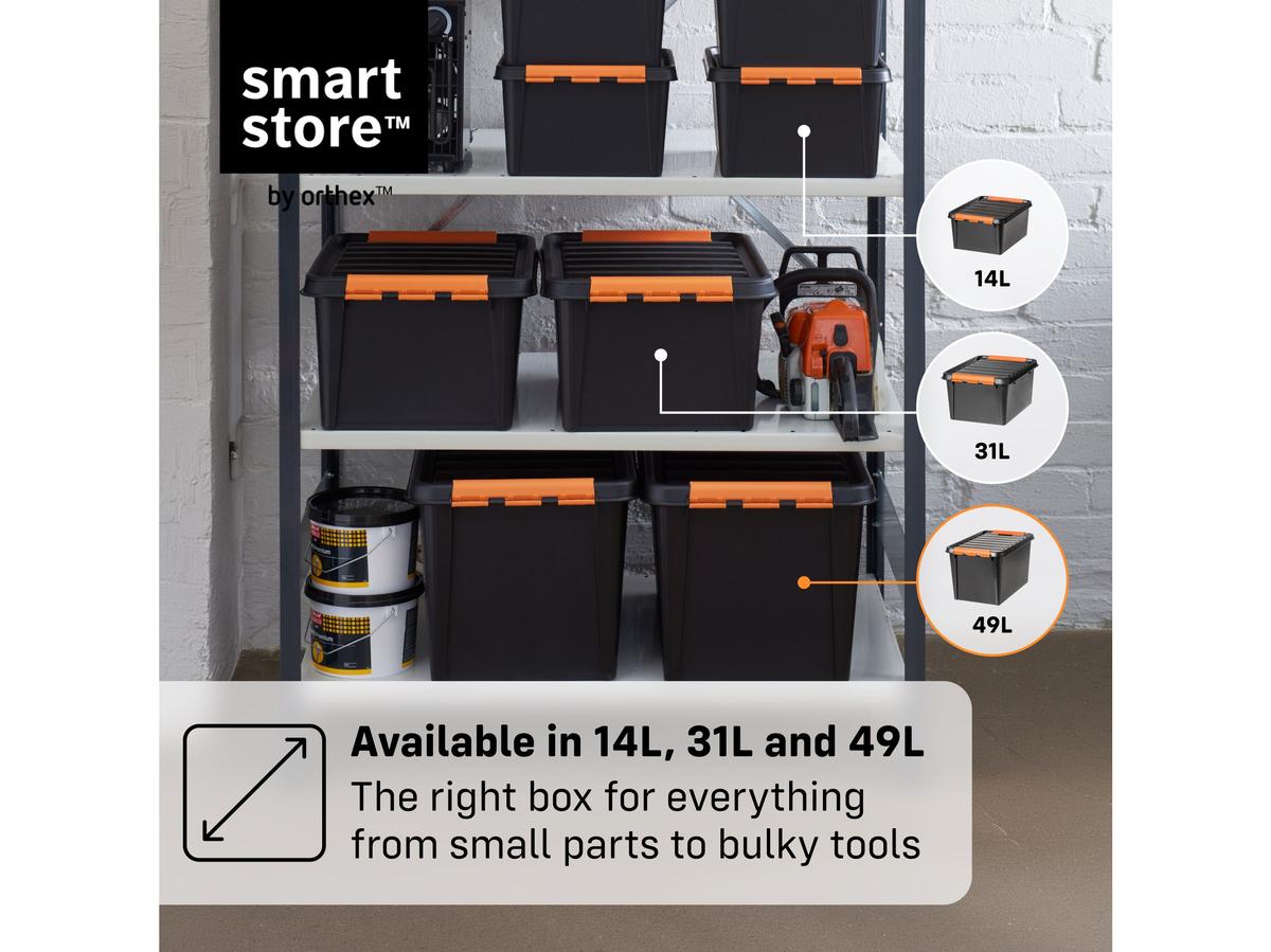 Orthex SmartStore Pro 15 Aufbewahrungsbox – stapelbar – 14 Liter – schwarz